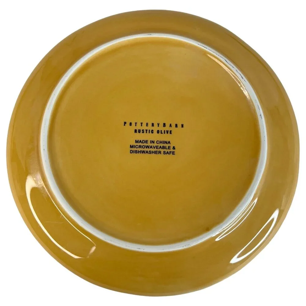 4‎ Pottery Barn Rustic Olive Salad Side Plates Complete Set Ceramic 8 Inch Cream